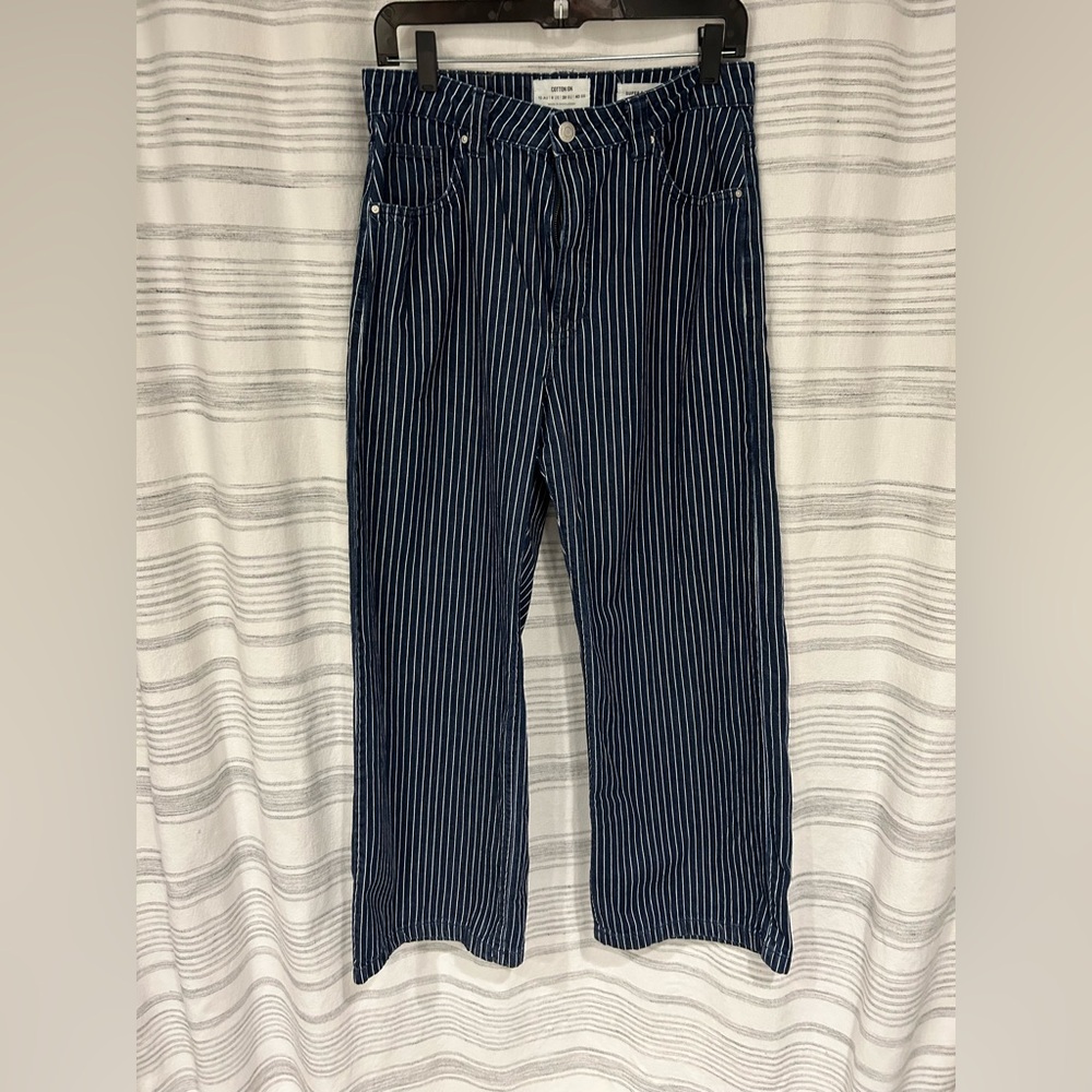 Cotton On Dark Blue and White Striped Jeans